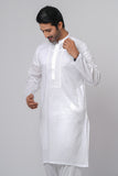 Men's Panjabi: Opt White, Tobaco Brown & Timber Green