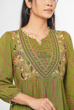 WOMEN'S ETHNIC KURTA : VANILLA PRINTED &  AVOCADO PRINTED