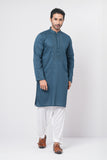 Men's Panjabi: Opt White, Tobaco Brown & Timber Green