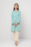 Women's Lawn Kurta: Hot Pink & Teal Green