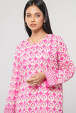 Women's Lawn Kurta: Hot Pink & Teal Green