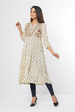 WOMEN'S ETHNIC KURTA : VANILLA PRINTED &  AVOCADO PRINTED