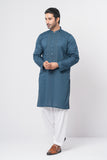 Men's Panjabi: Opt White, Tobaco Brown & Timber Green