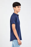 Junior Boy's Shirt (10-14 Years): Blue Purple & Blue Green