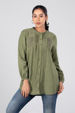 Women's Casual Shirt : Orange & Olive