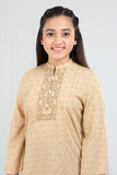 Junior Girls Ethnic Top (10-14 Years) : Almond Buff & Lilac Breeze