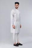 Men's Panjabi: Opt White, Woodland & Blue