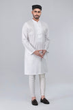 Men's Panjabi: Opt White, Woodland & Blue