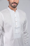 Men's Panjabi: Opt White, Woodland & Blue