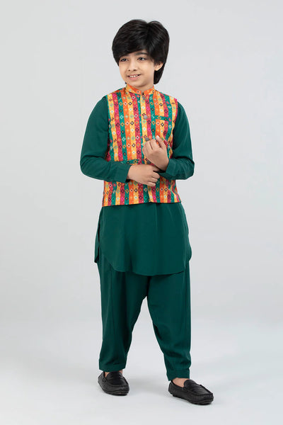 Prince Kurta Set (4-15 Years): Tile Green