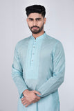 Men's Panjabi: Opt White, Woodland & Blue