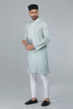 Men's Panjabi: Opt White, Water Leaf & Brandy