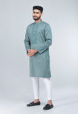 Men's Panjabi: Opt White, Woodland & Blue