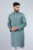 Men's Panjabi: Opt White, Woodland & Blue