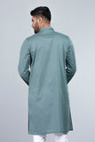 Men's Panjabi: Opt White, Woodland & Blue