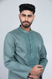 Men's Panjabi: Opt White, Woodland & Blue