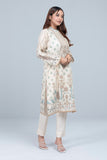 Women's Lawn Kurta -  Off White & Aqua Green