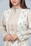 Women's Lawn Kurta -  Off White & Aqua Green