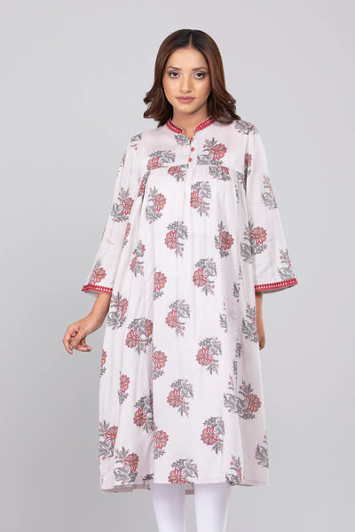 Women's Ethnic Kurta : Ashes of Roses Printed & Lilac Breeze Printed