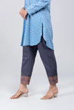 Women's Ethnic Pant: Navy Blue & Off White