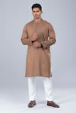 Men's Panjabi: Opt White, Tobaco Brown & Timber Green