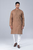 Men's Panjabi: Opt White, Tobaco Brown & Timber Green