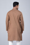 Men's Panjabi: Opt White, Tobaco Brown & Timber Green