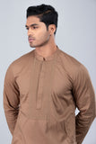 Men's Panjabi: Opt White, Tobaco Brown & Timber Green