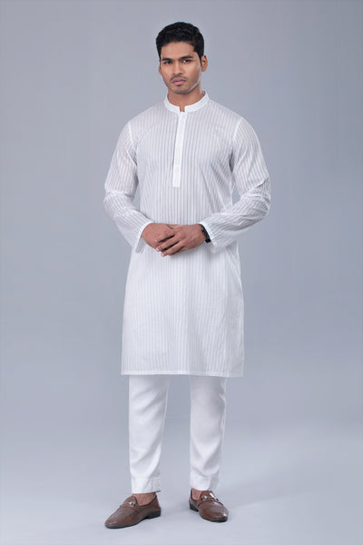 Men's Panjabi : White, Chocolate & Black