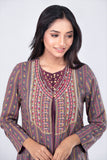 Women's ethnic kurta: Chilli pepper printed & ranite grey printed