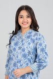 Junior Girls Ethnic Tops (10-14 Years) : Winter White Printed & Placid Blue Printed