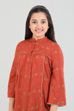 Junior Girls Ethnic Tops (10-14 Years) : Racing Red & Rooibos Tea