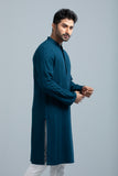 Men's Panjabi : Teal & Wood Smoke