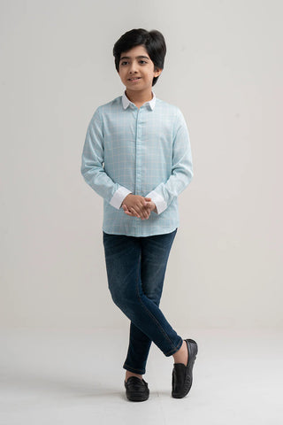 Prince top (2-8 Years) : Sky Blue Check