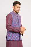 Regular Fit Geometric Printed Waistcoat : Gulf Blue