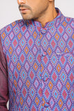 Regular Fit Geometric Printed Waistcoat : Gulf Blue