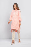 Rotary Printed and Embroidered Women Ethnic Kurti : Ashes of Roses Printed & Candle Lt Peach Printed