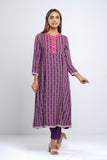 Women's Ethnic Kurta : Plum Purple Printed & Deep Lagoon Printed