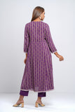 Women's Ethnic Kurta : Plum Purple Printed & Deep Lagoon Printed