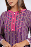 Women's Ethnic Kurta : Plum Purple Printed & Deep Lagoon Printed