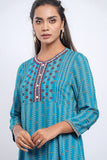 Women's Ethnic Kurta : Plum Purple Printed & Deep Lagoon Printed