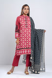 Women's Lawn - Three Piece : Navy Blue  & Maroon