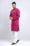 Slim Fit Two-Tone Fabric Floral Embroidered Men's Panjabi :  Redwood. Sandrift & Rain Forest