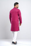 Slim Fit Two-Tone Fabric Floral Embroidered Men's Panjabi :  Redwood. Sandrift & Rain Forest