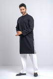 Men's Panjabi : Black & Porcelain