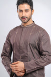 Slim Fit Two-Tone Fabric Floral Embroidered Men's Panjabi :  Redwood. Sandrift & Rain Forest