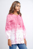 Women's Woven Top : Pink and White