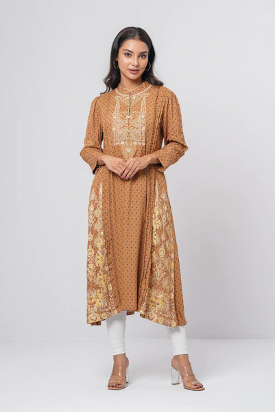 Women's Kurta : Chocolate truffle printed & Rain forest printed