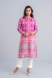 Women's Lawn Kurta - Geranium Pink & Aqua Green