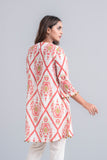 Women's Lawn Kurta - Red & Off White